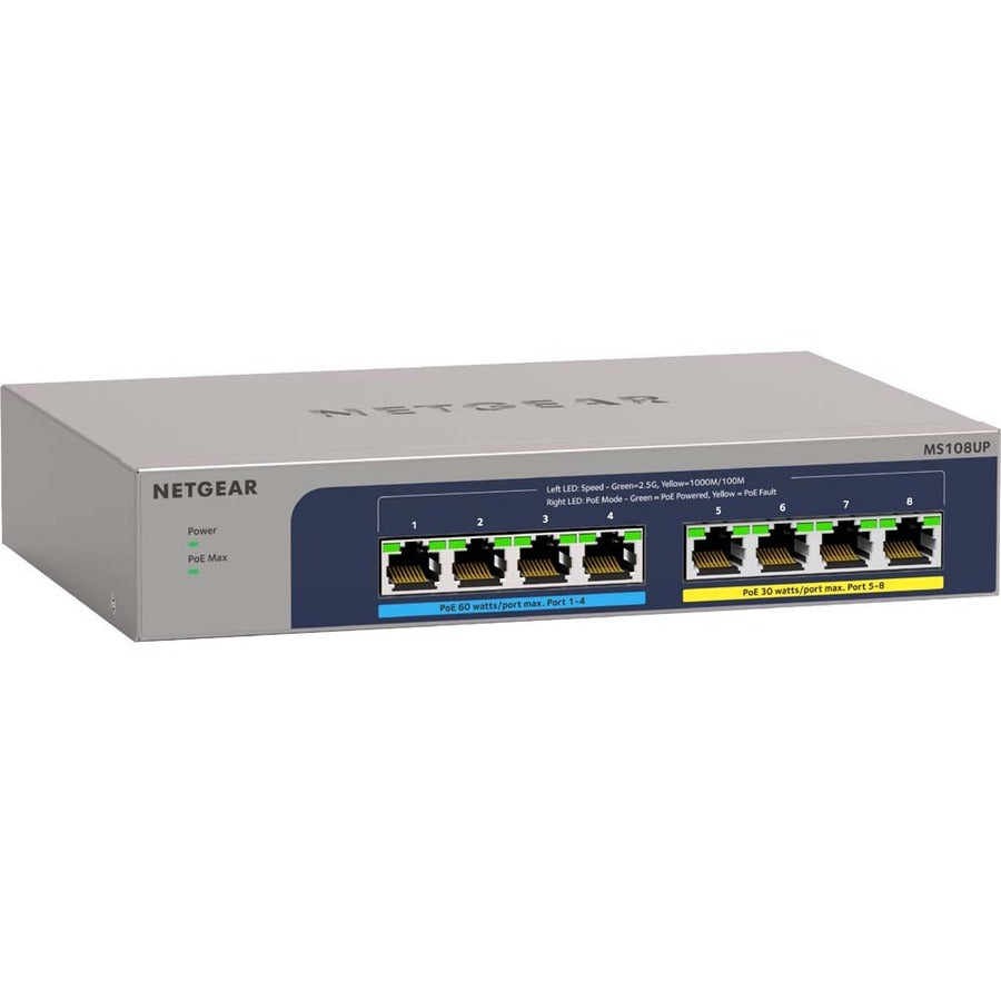 Netgear MS108UP-100NAS 8-Port Multi-Gigabit PoE++ Unmanaged Switch - 2.5G Ethernet | TechSoft