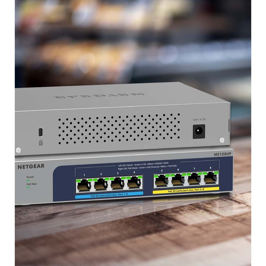 Netgear MS108UP-100NAS 8-Port Multi-Gigabit PoE++ Unmanaged Switch - 2.5G Ethernet | TechSoft