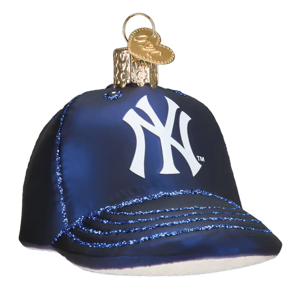 New York Yankees Baseball Cap Glass Ornament