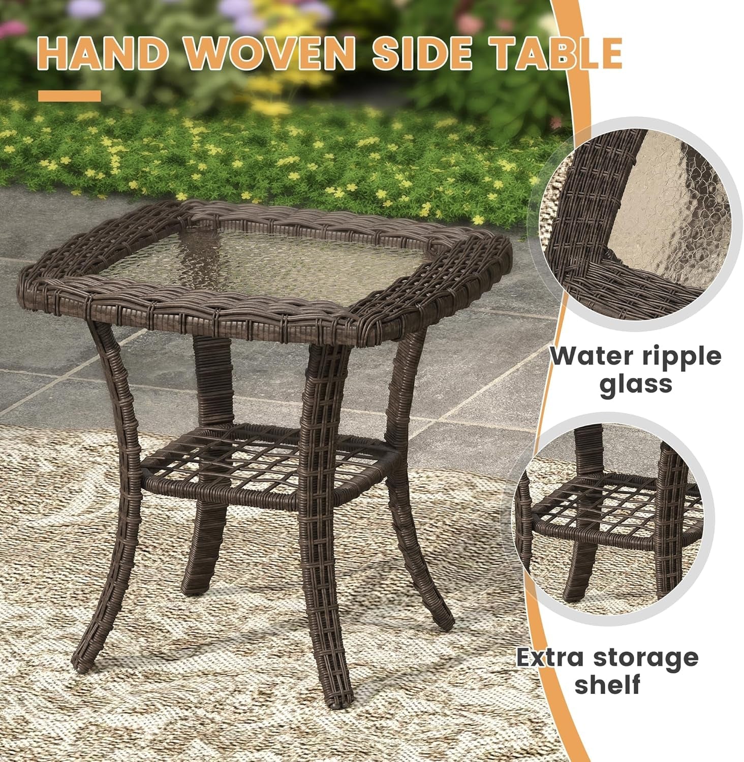 Nine Piece Outdoor Patio Wicker Furniture Set with Fire Table
