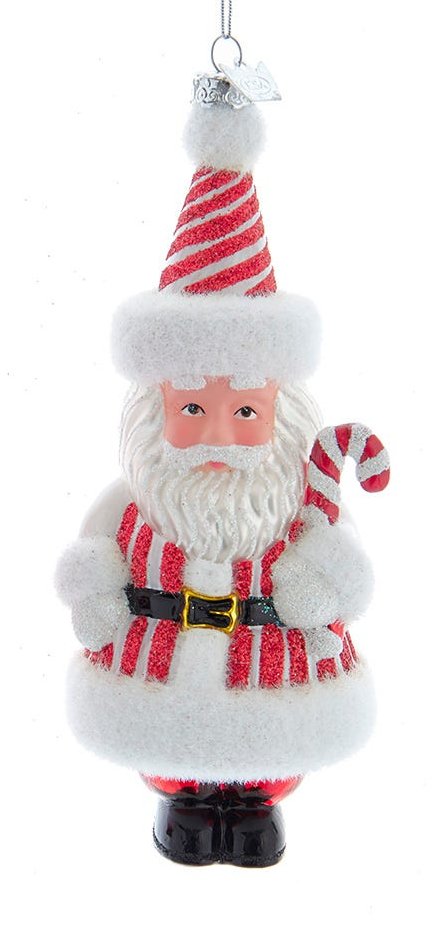 Noble Gems Glass 6 inch Santa Ornament - Striped Outfit