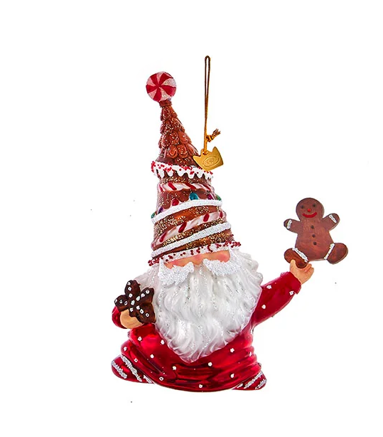 Noble Gems Glass Gnome Ornament - Gingerbread Man