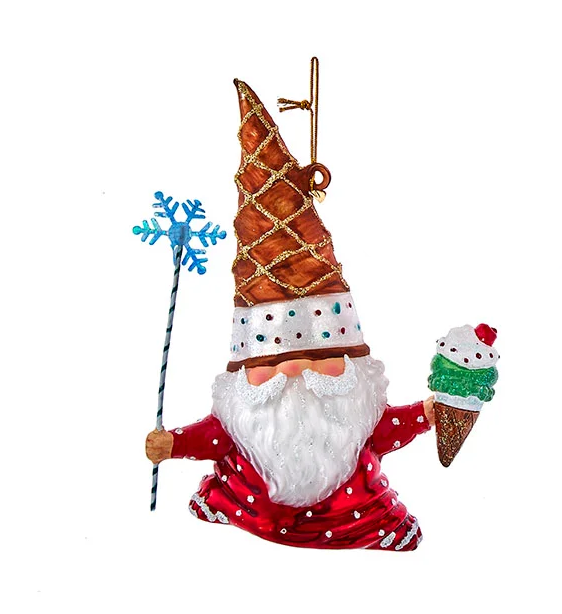 Noble Gems Glass Gnome Ornament - Ice Cream
