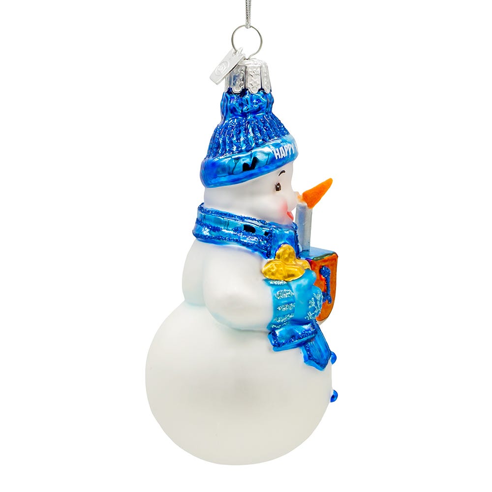 Noble Gems Glass Hanukkah Snowman Ornament