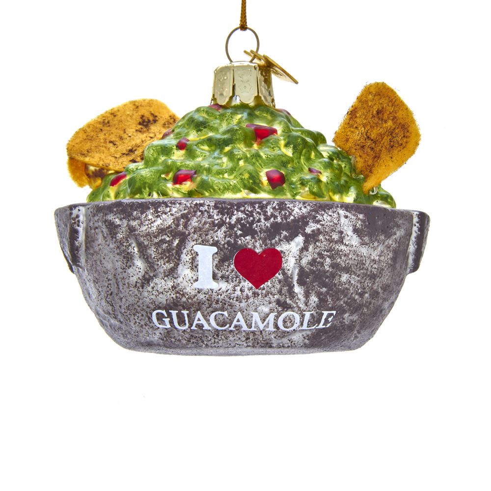 Noble Gems " I Love Guacamole" Bowl Glass Ornament