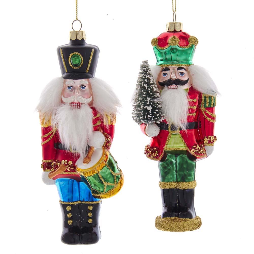 Noble Gems Nutcracker Soldier Glass Ornament - Drum