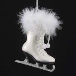 Noble Gems White Ice Skate Ornament - 4.25"