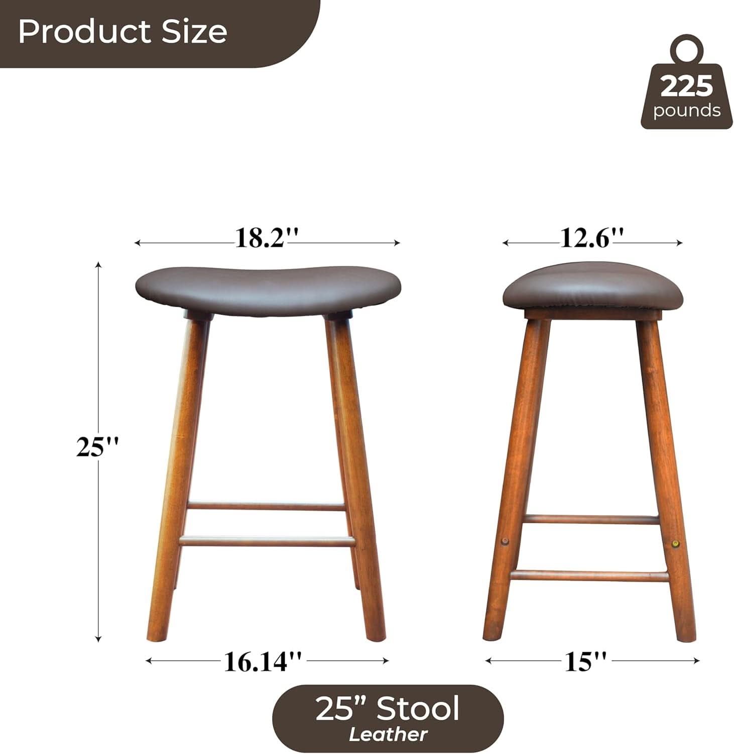 Nora 25 Inch Brown Upholstered Counter Bar Stool Cushion