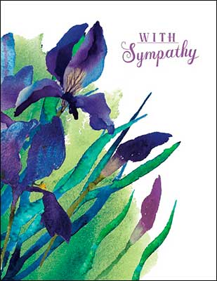 Notion Card - Sympathy Card: Watercolor purple iris flowers