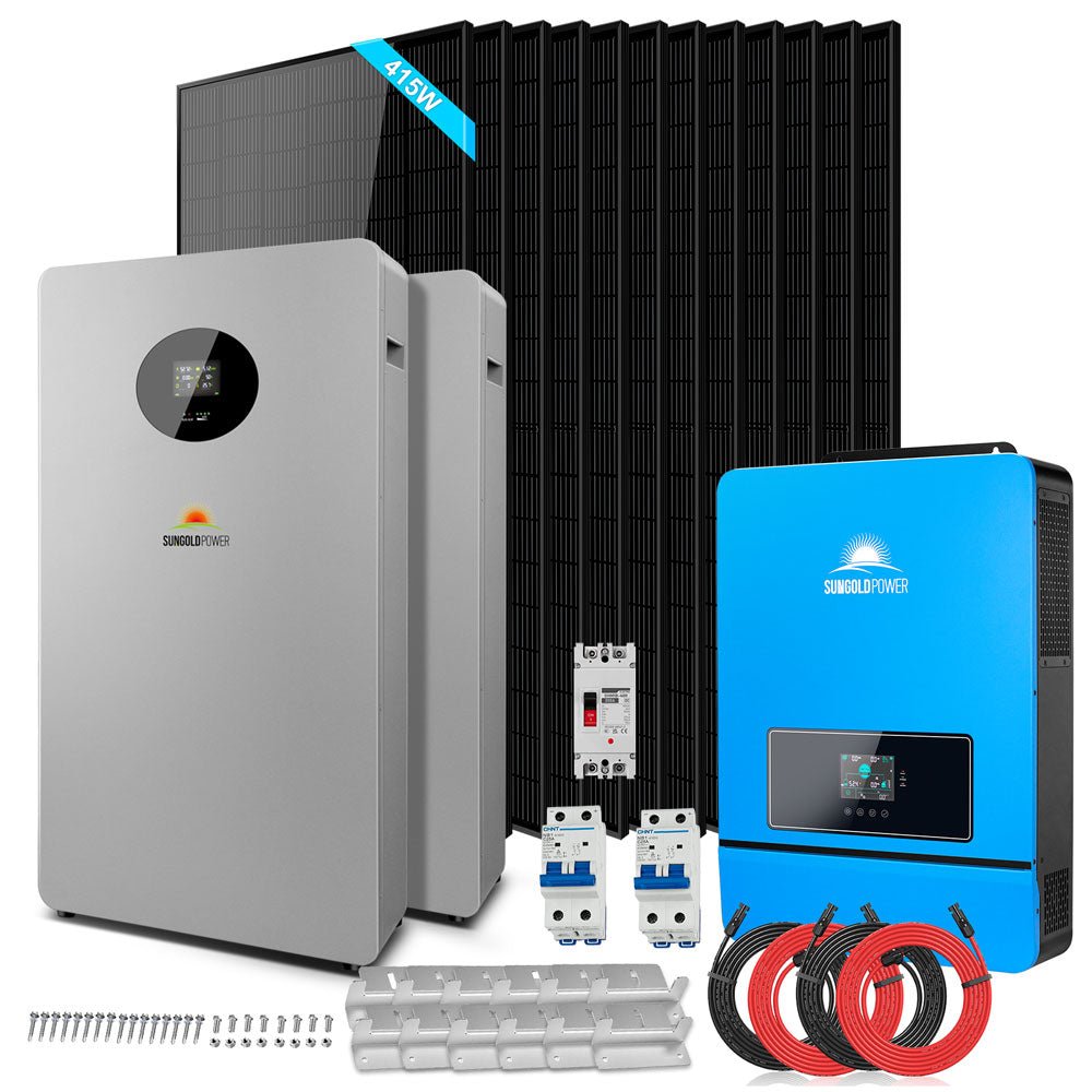 OFF GRID SOLAR KIT 12 X 415 WATTS SOLAR PANELS 4 X 5.12KWH LITHIUM BATTERY 8000W SOLAR INVERTER 48VDC 120V/240V SGM-8K20