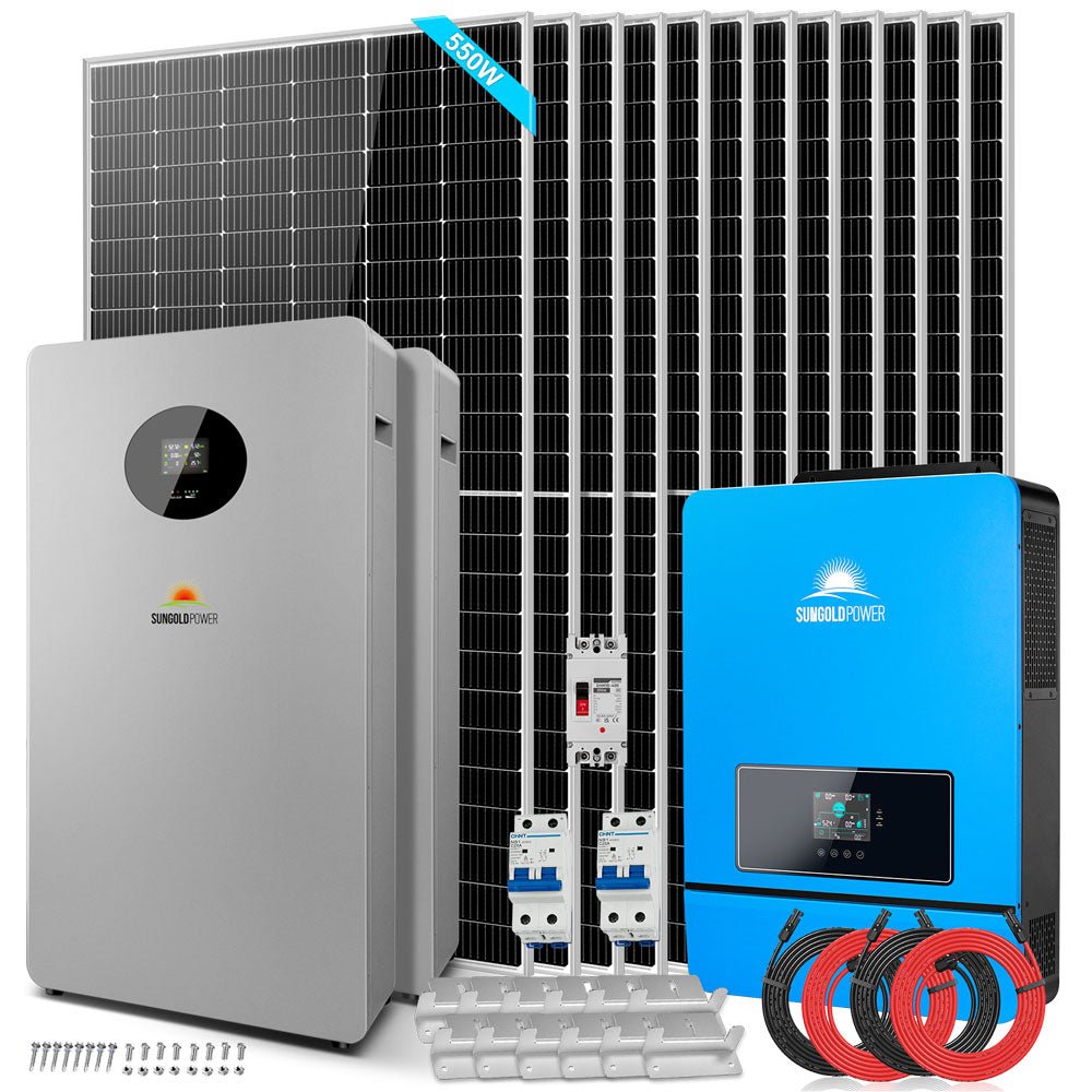 OFF GRID SOLAR KIT 12 X 550 WATTS SOLAR PANELS 25.6KWH LITHIUM BATTERY 10KW SOLAR INVERTER 48VDC 120V/240V