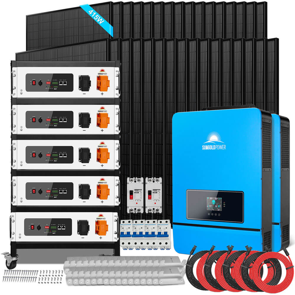 OFF GRID SOLAR KIT 16KW 48VDC 120V/240V LIFEPO4 25.6KWH LITHIUM BATTERY 32 X 415 WATTS SOLAR PANELS