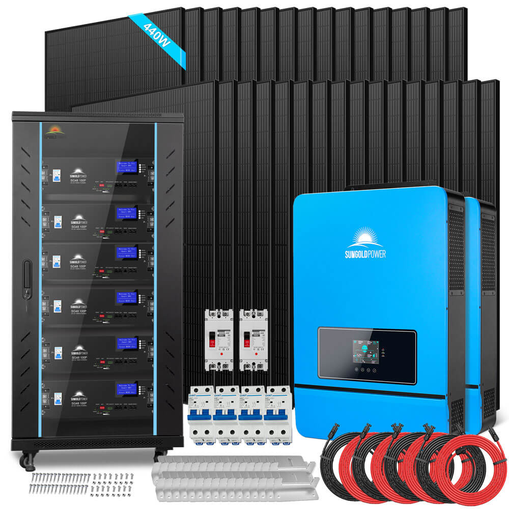 OFF GRID SOLAR KIT 20KW 48VDC 120V/240V LIFEPO4 30.72KWH LITHIUM BATTERY 32 X 450 WATTS SOLAR PANELS