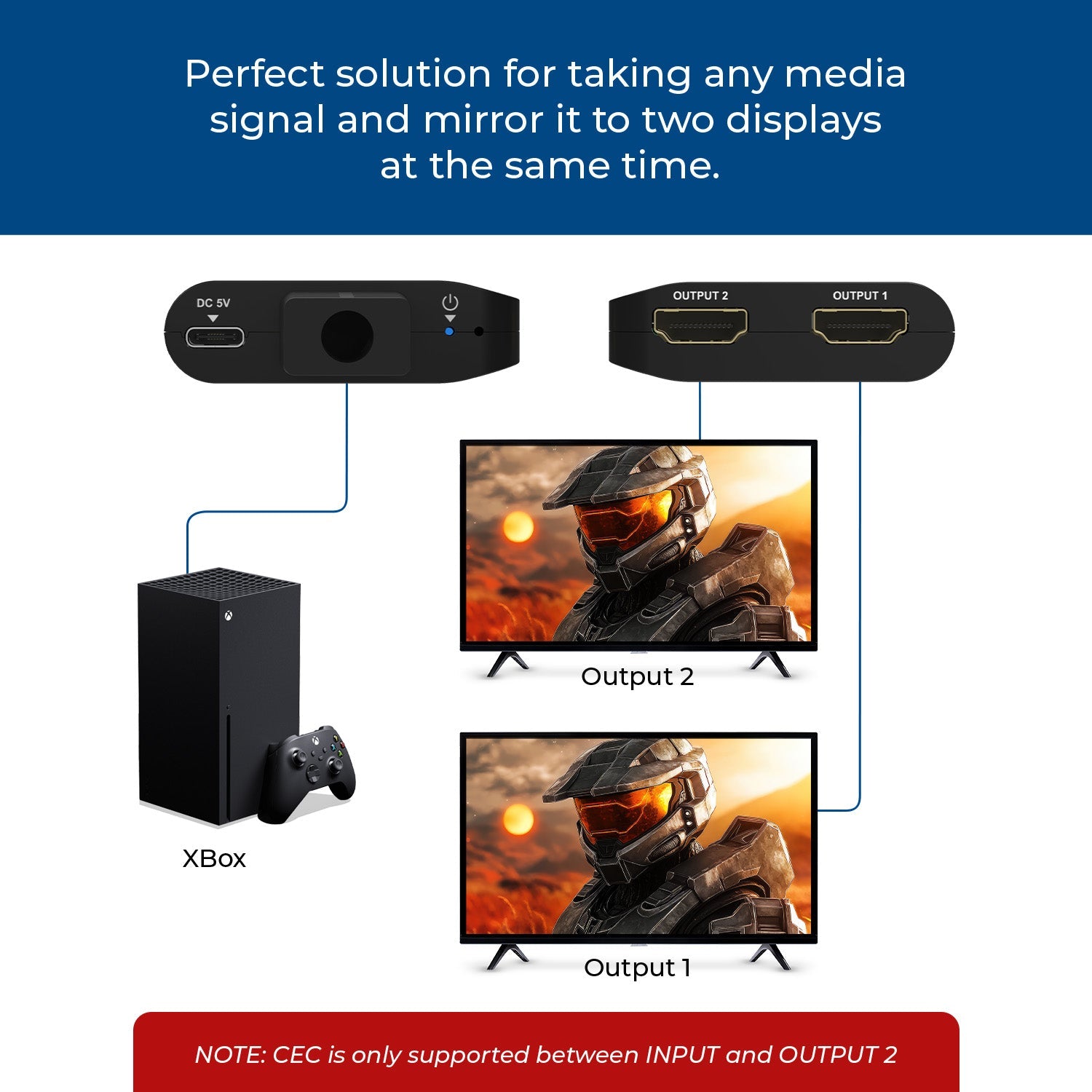 OREI HDMI Splitter 1 in 2 out with Downscaler, 3D, upto 4k@60Hz (UHDS-102C)