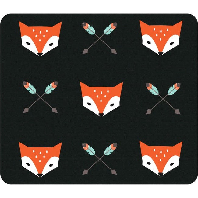 OTM Hipster Prints Black Mouse Pad, Mr. Fox OP-MPV1BM-HIP-01
