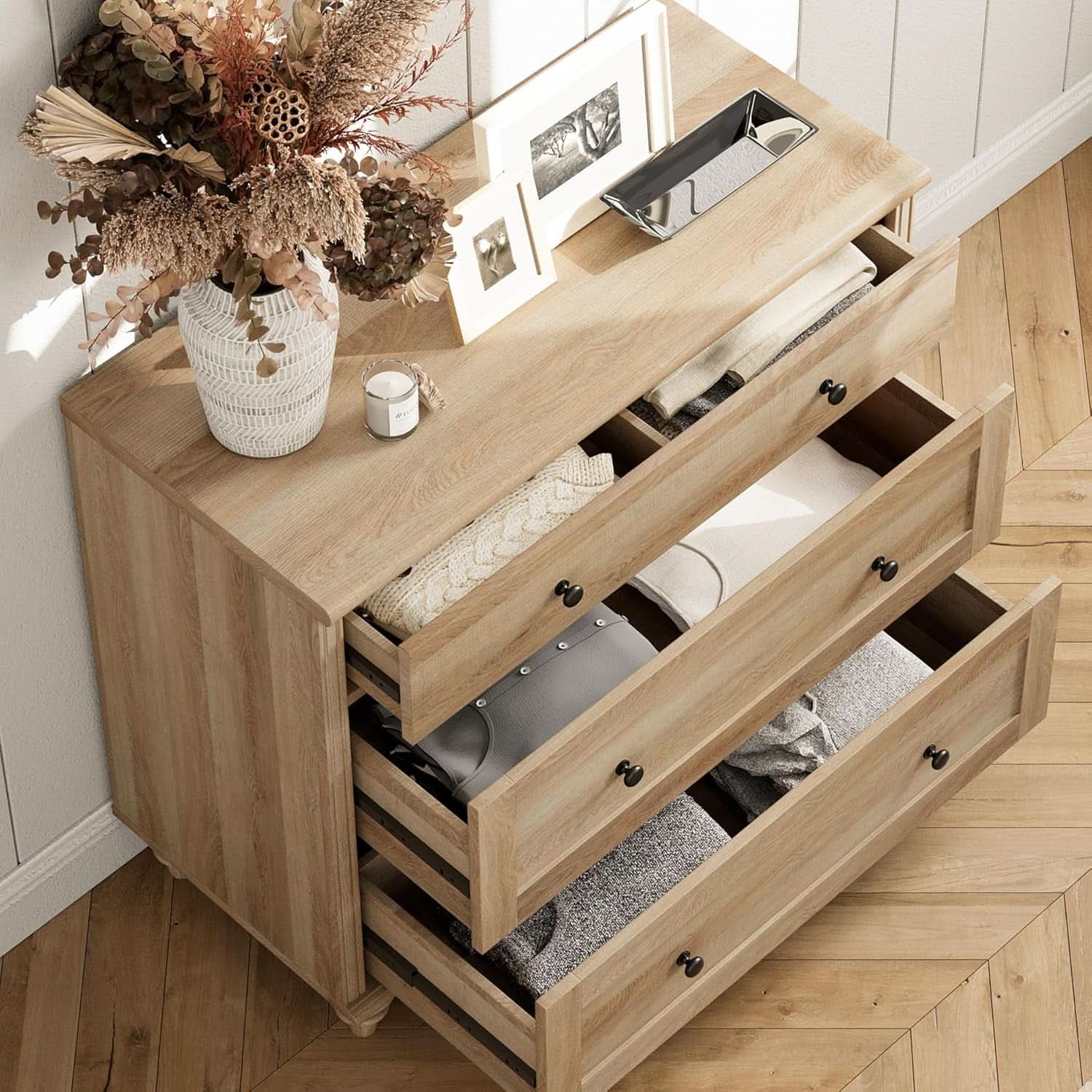 Oak Executive Workstation Set With Wireless Charging