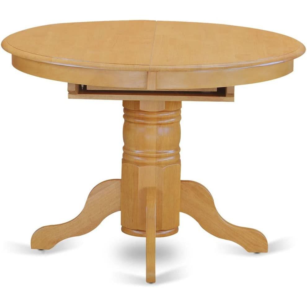 Oak Finish Round Wood Dining Table for Kitchen Dining Room