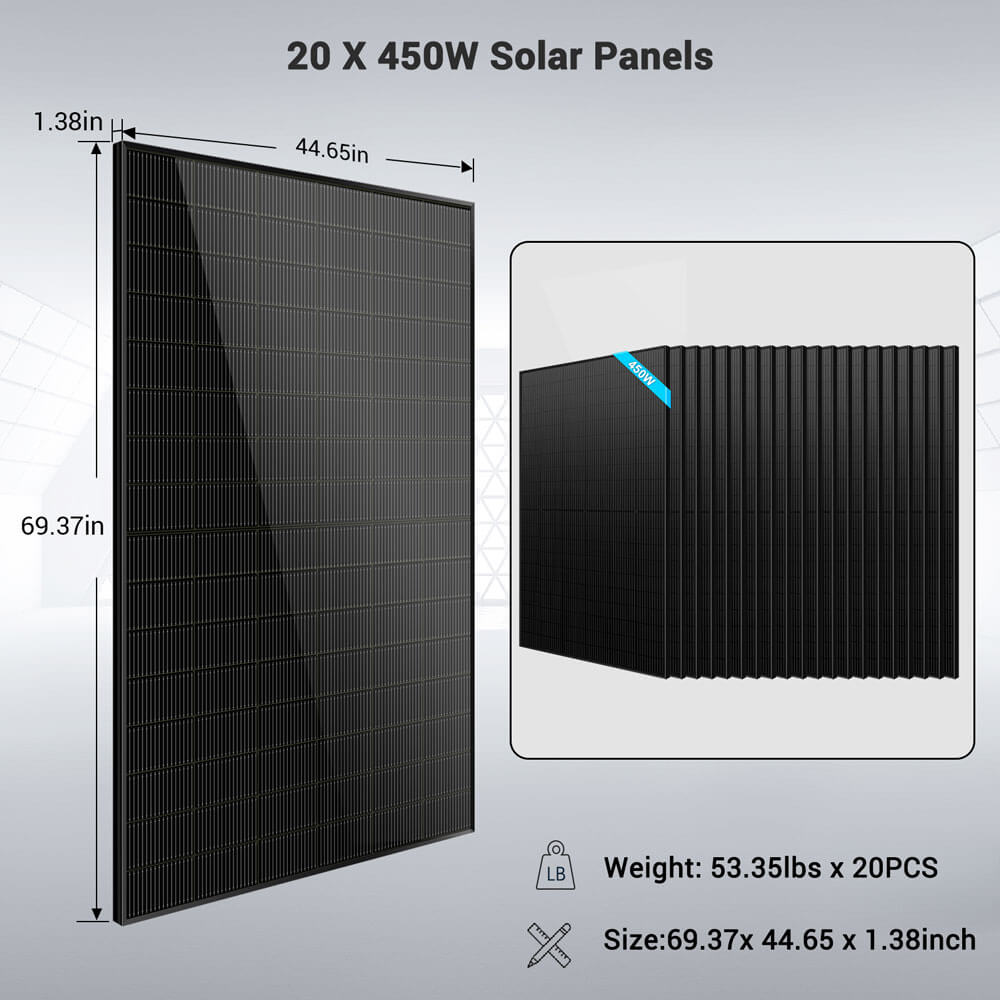 Off-Grid Solar Kit 13000W 48VDC 120V/240V LifePo4 20.48KWH Lithium Battery 14 X 415 Watts Solar Panels SGR-13KM