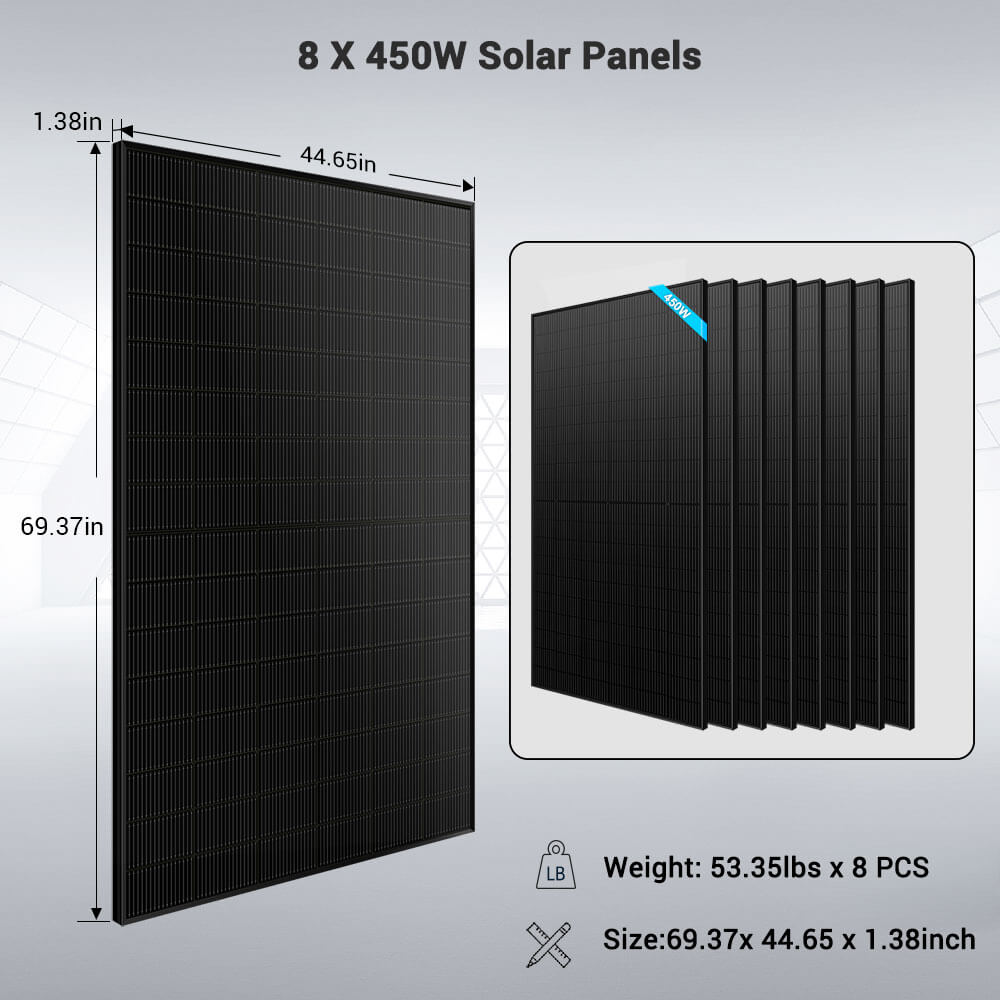 Off-Grid Solar Kit 6500W 48VDC 120/240VAC LifePo4 10.24KWH Lithium Battery 8 X 415W Solar Panels SGR-6510E