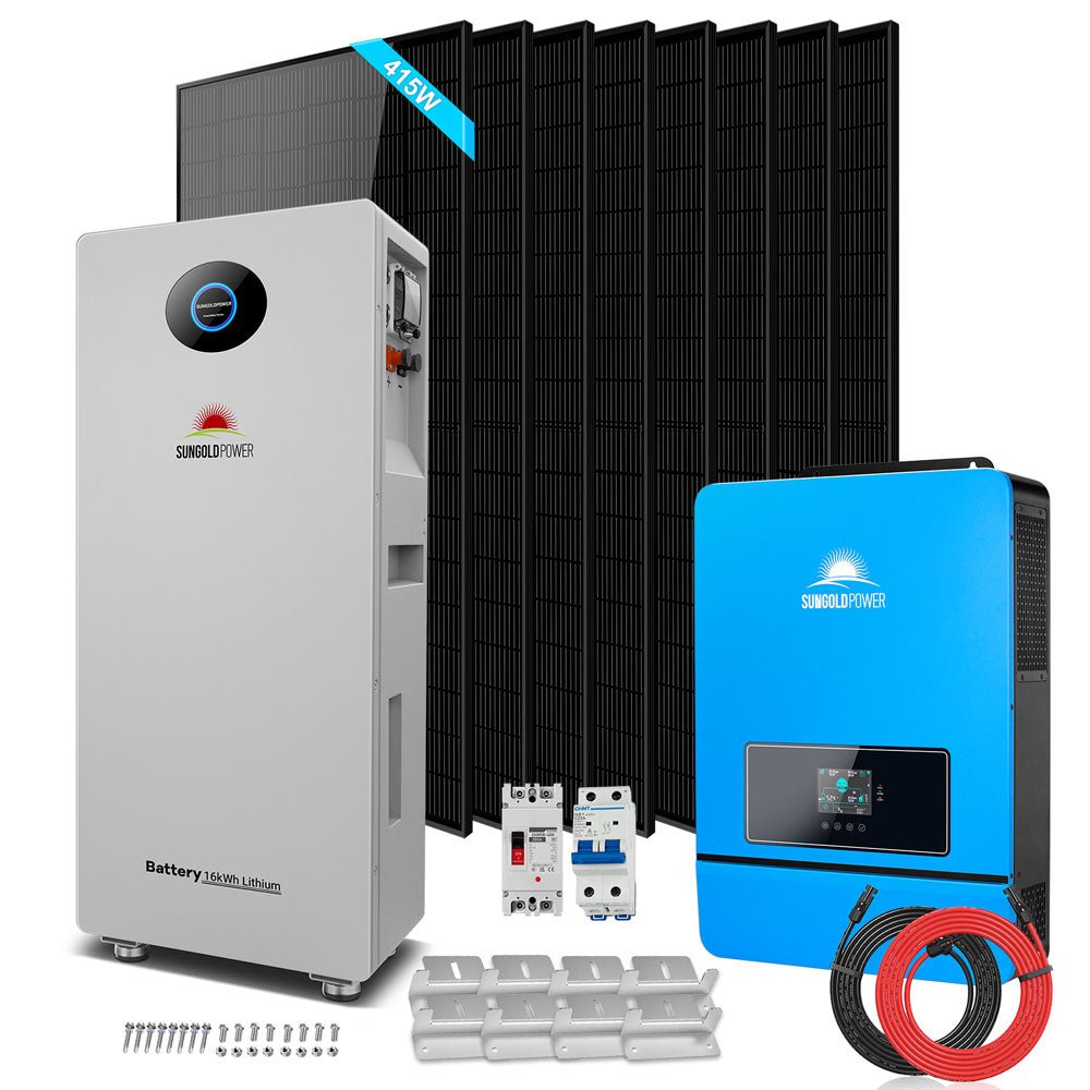 Off-Grid Solar Kit 6500W/ 8000W 48VDC 120V/240V LifePo4 10.24KWH-20.48KWH Lithium Battery 8 X 415 Watts Solar Panels