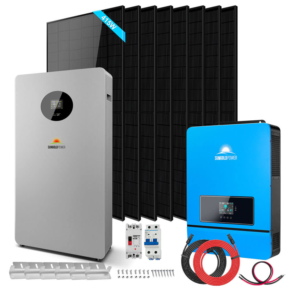 Off-Grid Solar Kit 6500W/ 8000W 48VDC 120V/240V LifePo4 10.24KWH-20.48KWH Lithium Battery 8 X 415 Watts Solar Panels