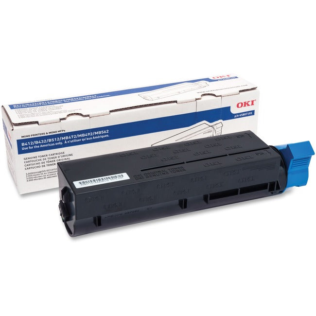 Oki Black Toner For B412Dn, B432Dn, B512Dn, Mb472W, Mb492, Mb562W - 3K Yield - I
