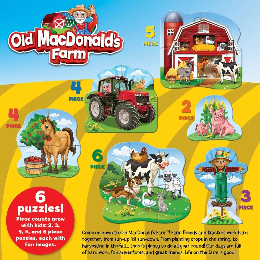 Old Macdonald's Farm 6-Pack Mini Shaped Jigsaw Puzzles