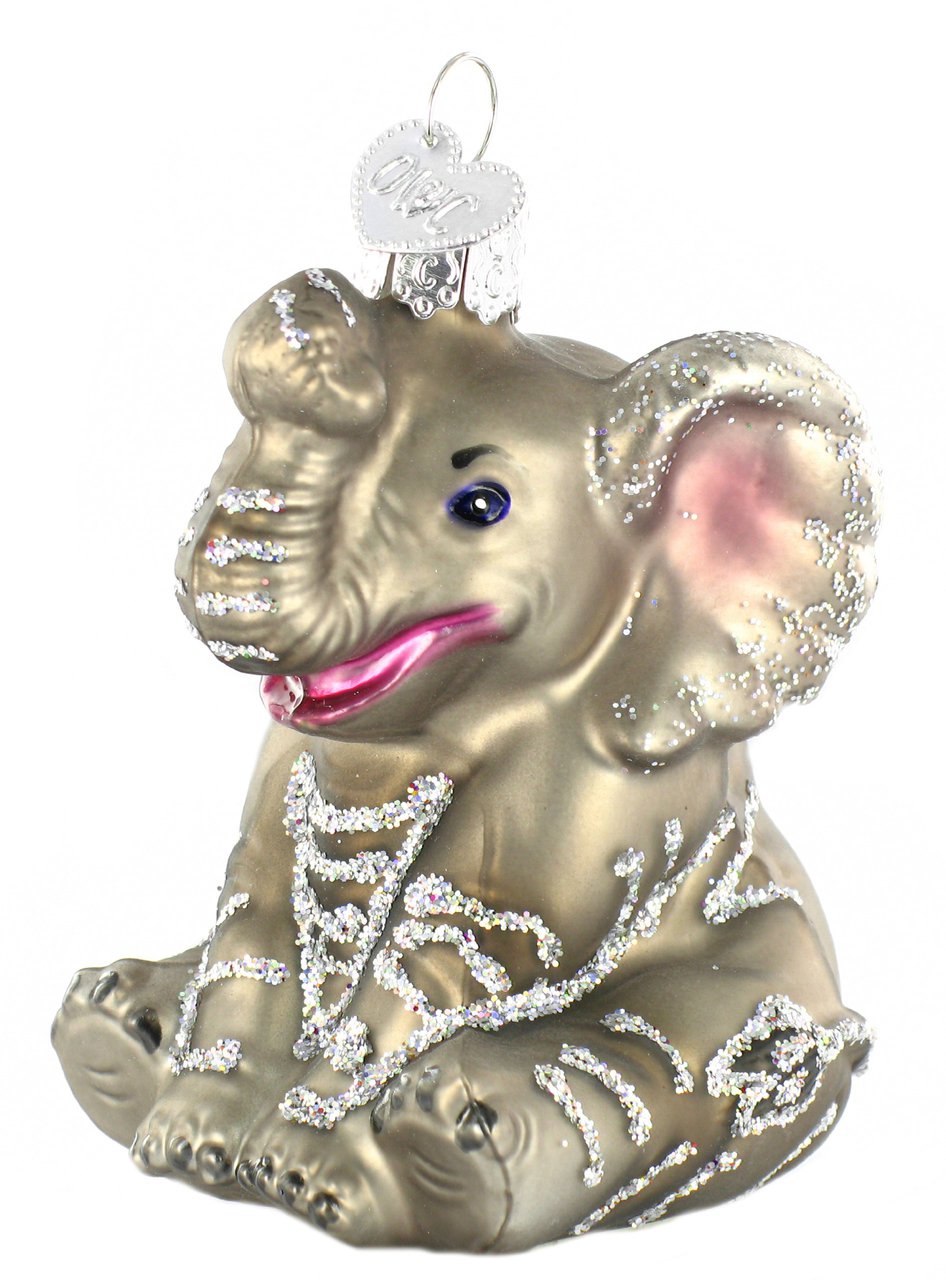 Old World Christmas Little Elephant Glass Blown Ornament