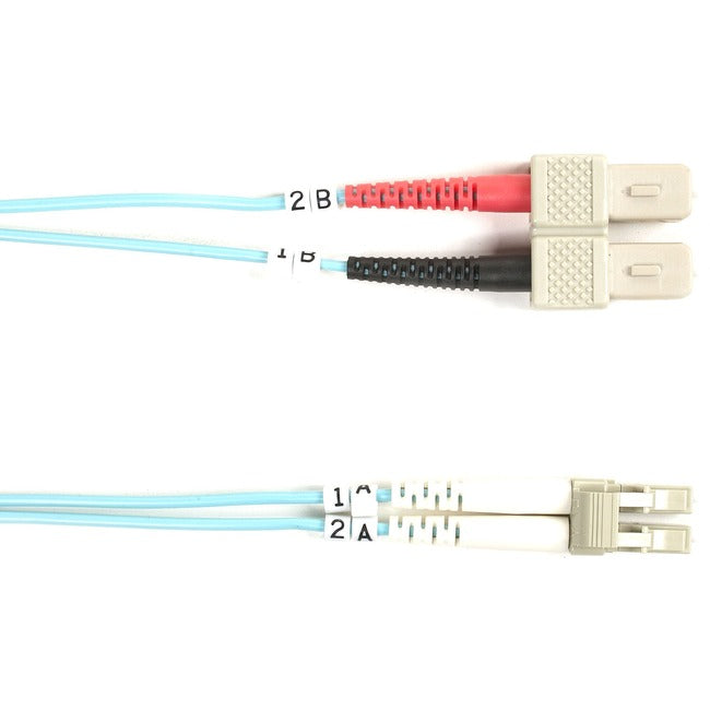 Om3 50/125 Multimode Fiber Optic Patch Cable - Ofnr Pvc, Sc To Lc, Aqua, 1-M (3. Bbx-Fo10G-001M-Sclc