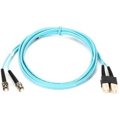 Om3 50/125 Multimode Fiber Optic Patch Cable - Ofnr Pvc, St To Sc, Aqua, 1-M (3.