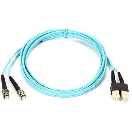 Om3 50/125 Multimode Fiber Optic Patch Cable - Ofnr Pvc, St To Sc, Aqua, 3-M (9.