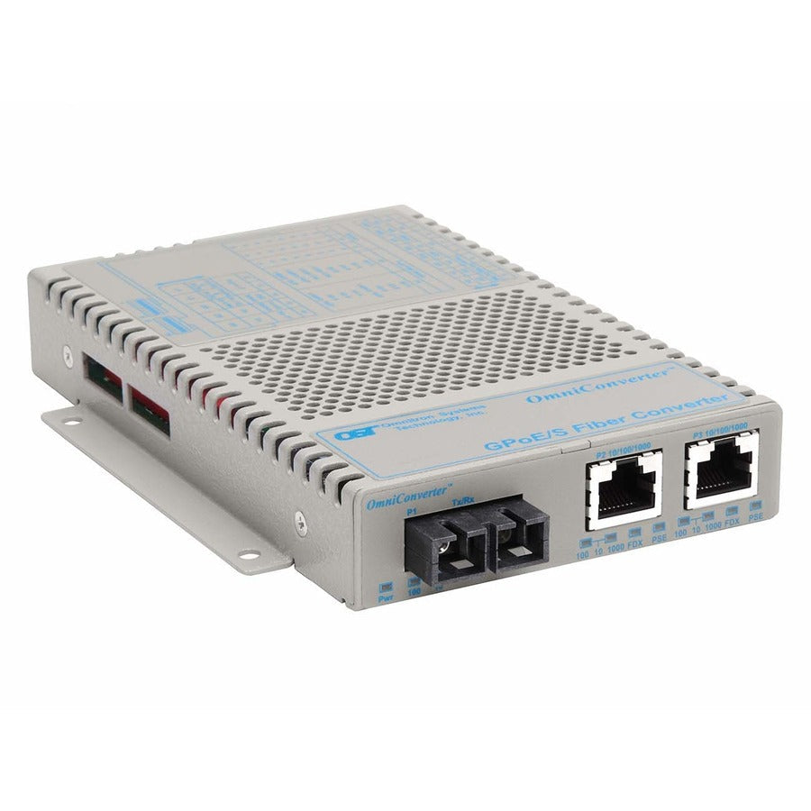 OmniConverter 10/100/1000 PoE Gigabit Ethernet Fiber Media Converter Switch RJ45 SC Single-Mode 12km Extended Temp 9403-1-21Z