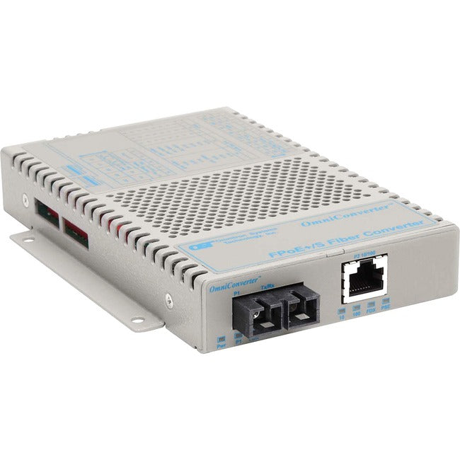 OmniConverter 10/100 PoE+ Ethernet Fiber Media Converter Switch RJ45 SC Multimode 5km Wide Temp 9322-0-11W