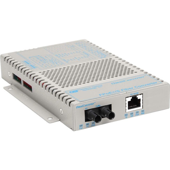 Omniconverter 10/100 Poe+ Ethernet Fiber Media Converter Switch Rj45 St Multimode 5Km Wide Temp