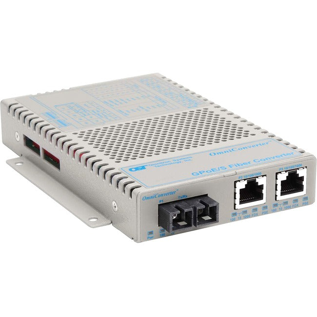 OmniConverter 10/100/1000 PoE Gigabit Ethernet Fiber Media Converter Switch RJ45 SC Multimode 550m 9402-0-29