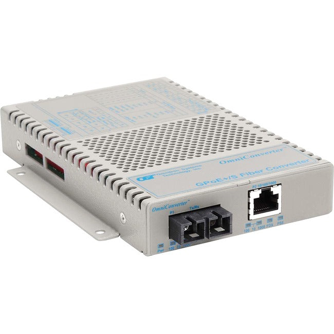 OmniConverter 10/100/1000 PoE+ Gigabit Ethernet Fiber Media Converter Switch RJ45 SC Multimode 550m Wide Temp 9422-0-11W