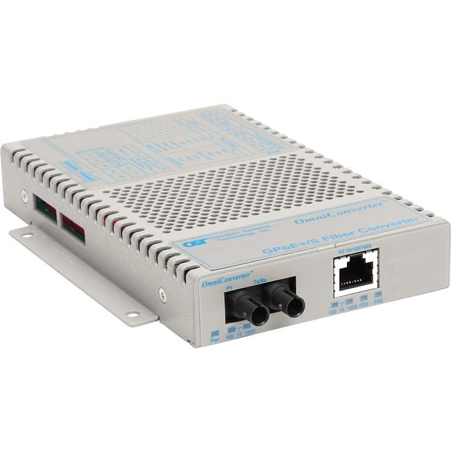 Omniconverter 10/100/1000 Poe+ Gigabit Ethernet Fiber Media Converter Switch Rj45 St Single-Mode 12Km Wide Temp 9421-1-11W