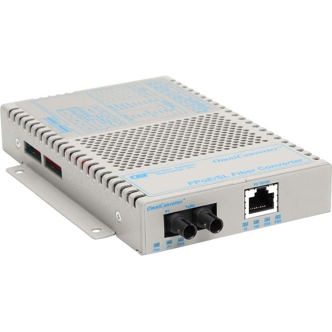 OmniConverter SL 10/100 PoE Ethernet Fiber Media Converter Switch RJ45 ST Multimode 5km 9340-0-11