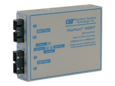 Omnitron FlexPoint 1000FF - Media converter - GigE - 1000Base-LX, 1000Base-SX - SC single-mode / SC multi-mode - up to
