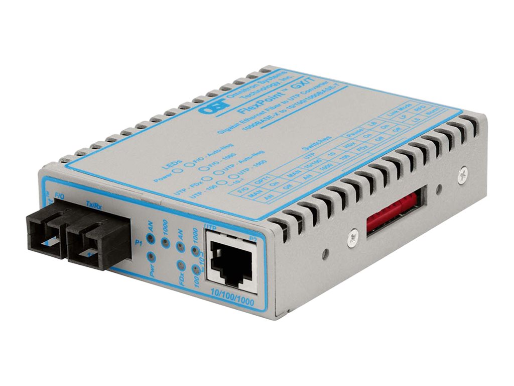 Omnitron FlexPoint GX/T - Fiber media converter - GigE - 10Base-T, 100Base-TX, 1000Base-T, 1000Base-X - RJ-45 / SC