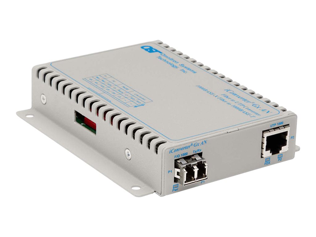 Omnitron iConverter Gx AN - Fiber media converter - GigE - 1000Base-LX, 1000Base-SX, 1000Base-T - RJ-45 / LC single-mode