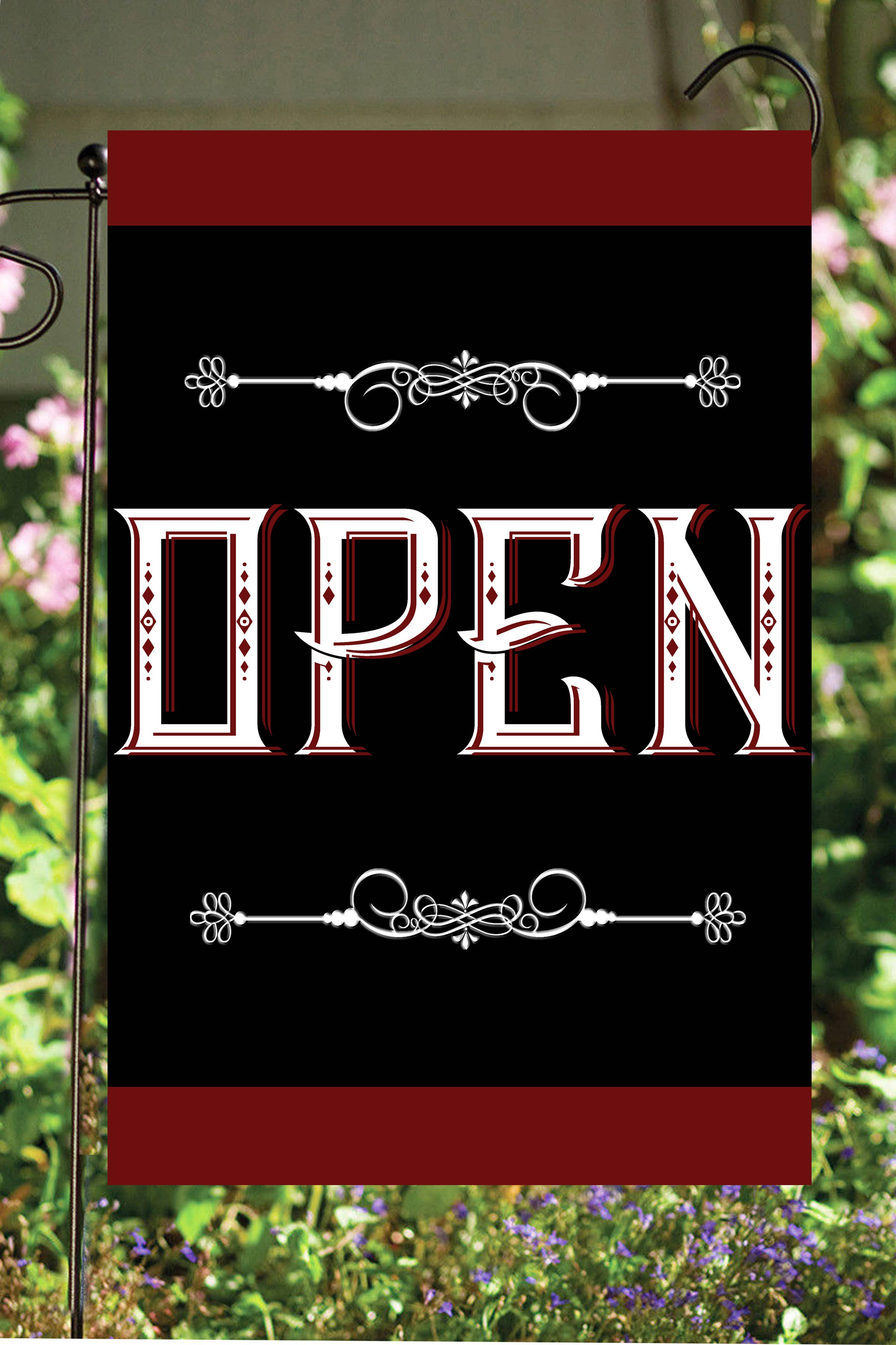 Open on Black Garden Flag