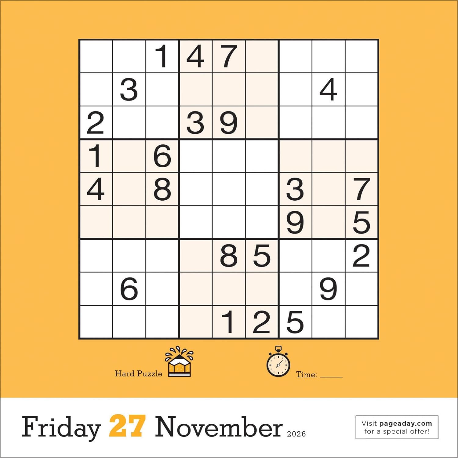 Original Sudoku Page-A-Day Calendar 2026