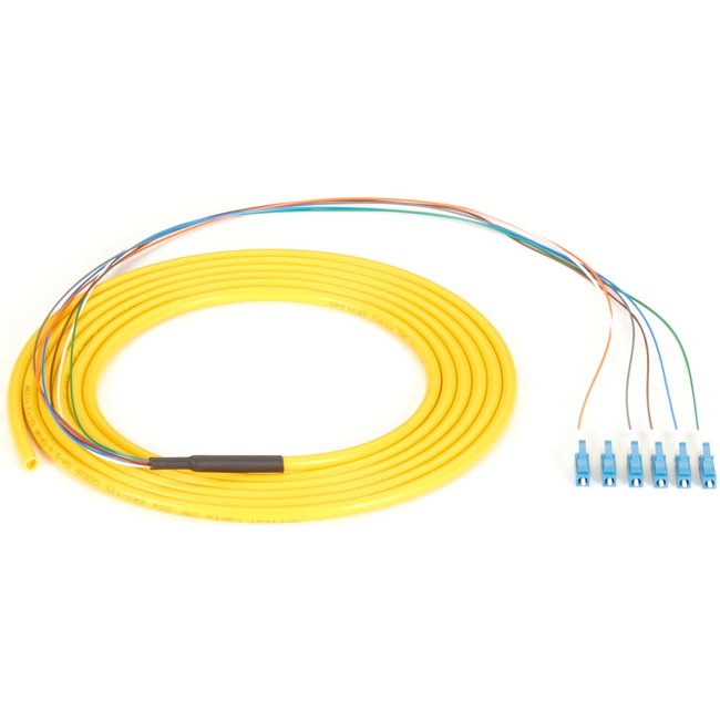 Os2 9-Micron Single-Mode Fiber Optic Pigtail - 6-Strand, Ofnr, Pvc, Lc, Yellow,