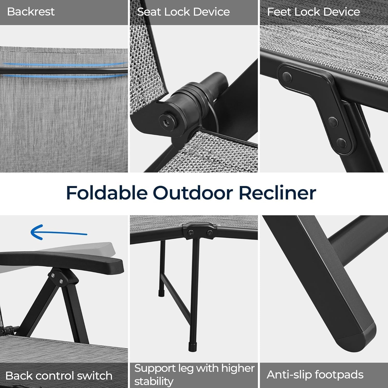 Outdoor Folding Chaise Lounge Chairs Set for Relaxation
