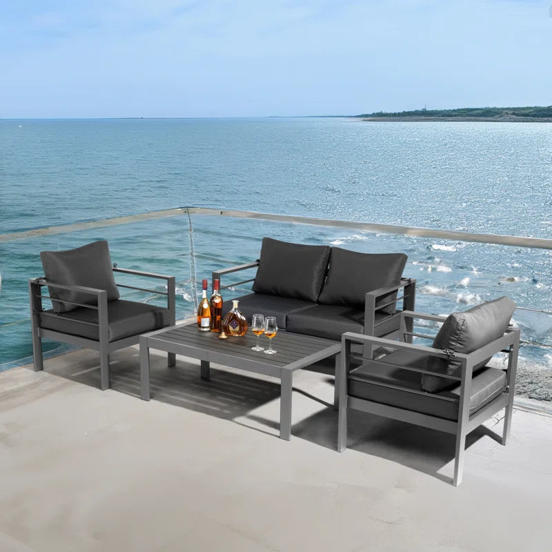 Outdoor Four Piece Patio Conversation Set With Cushions