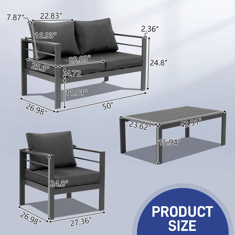 Outdoor Four Piece Patio Conversation Set With Cushions