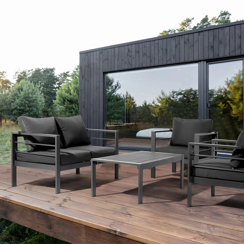 Outdoor Four Piece Patio Conversation Set With Cushions
