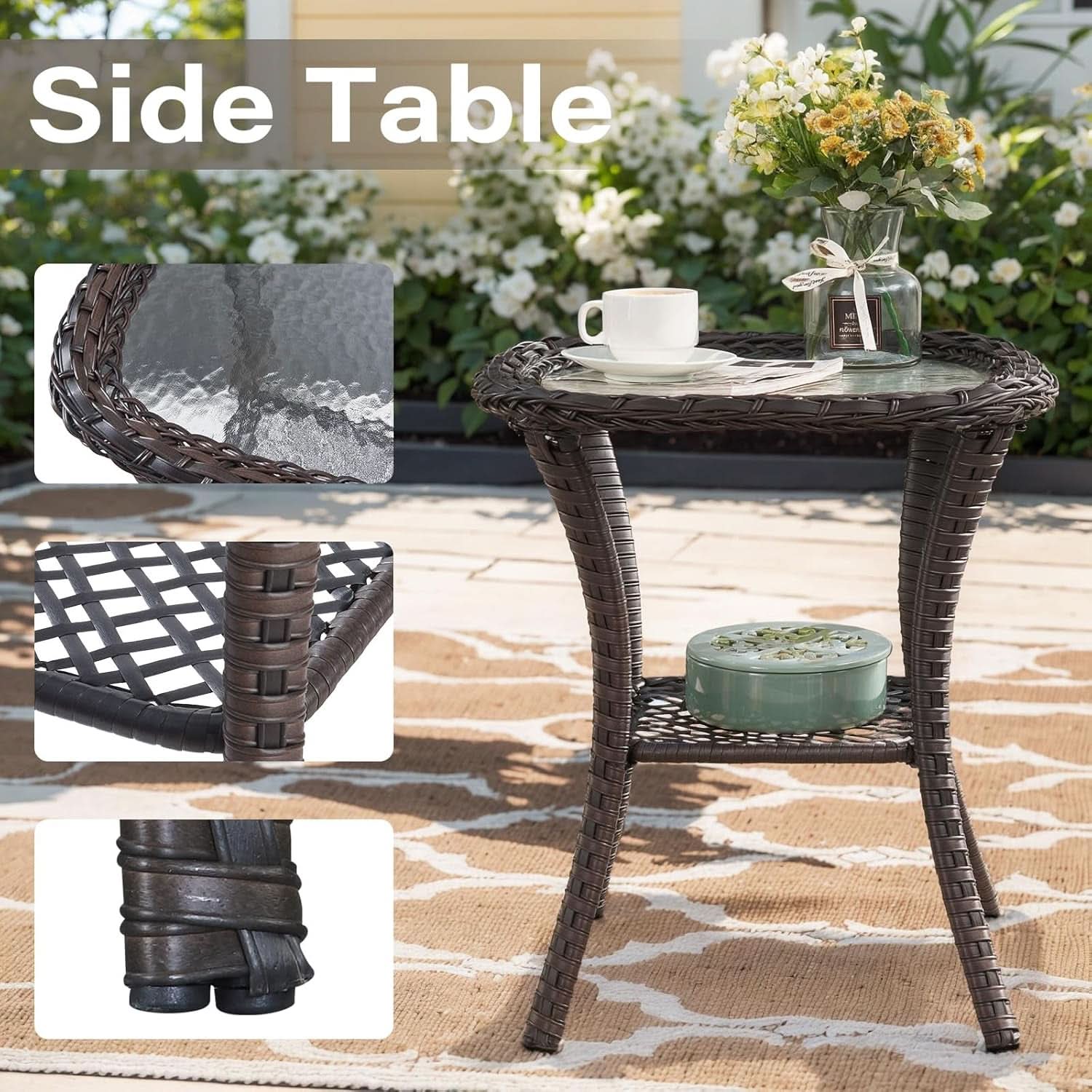 Outdoor Patio Furniture Set With 50000 BTU Fire Pit Beige