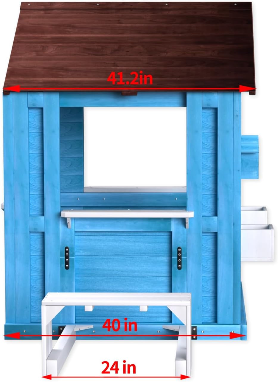 Outdoor Premium Solid Wood Playhouse For Kids With Bench